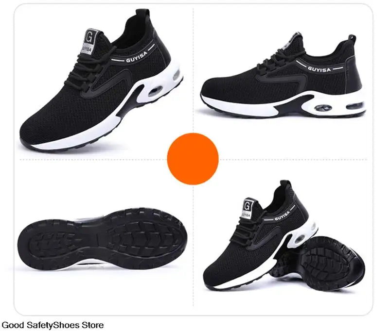 Steel Toe Safety Shoes Men Women Security Protection Work Shoes Lightweight Safety Boots Air Cushion Indestructible Shoes - Badiee Stylez