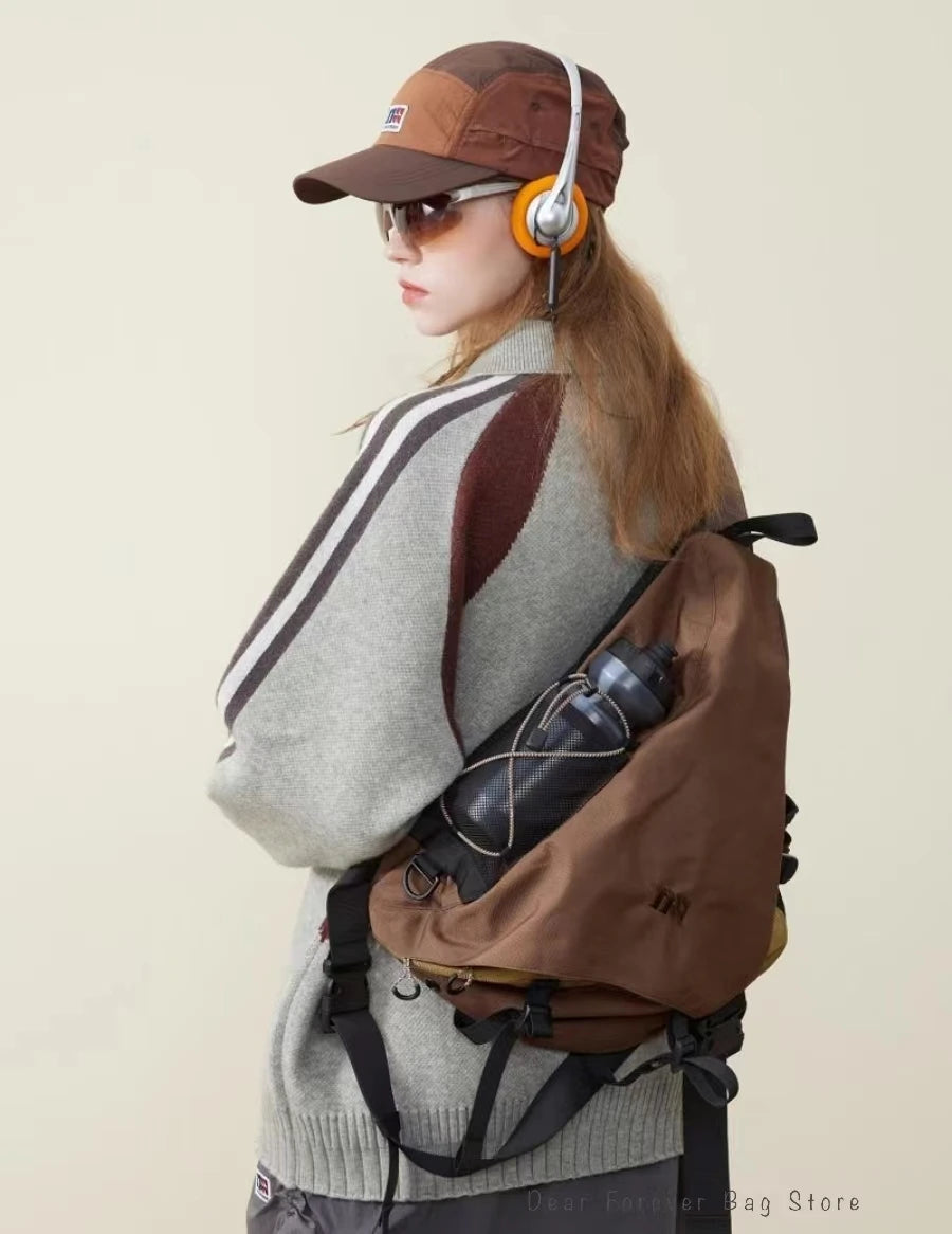 New Y2k Portable Light Nylon Crossbody Bag Trendy Rucksack Travel Shoulder Bag Casual knapsack Outdoor Sports Unisex Chest Packs