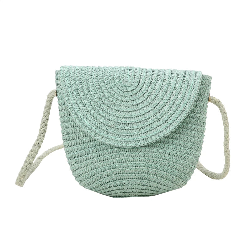 Flip children's Bag Cute Grass Woven Handbag Little Girl Crossbody Fashion Cute Zero Wallet Summer Beach Shoulder Bags