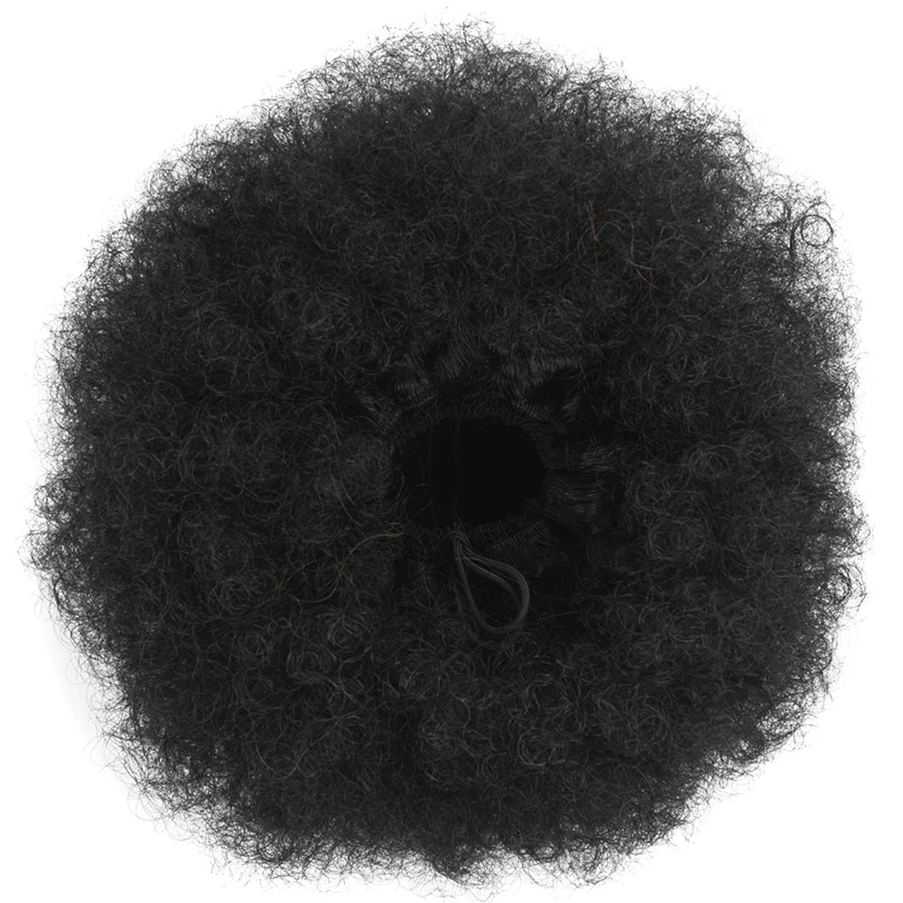 Synthetic Large Afro Puff Drawstring Ponytail Kinky Curly Bun HairPiece African American Clip in Updo Extensions for Black Women