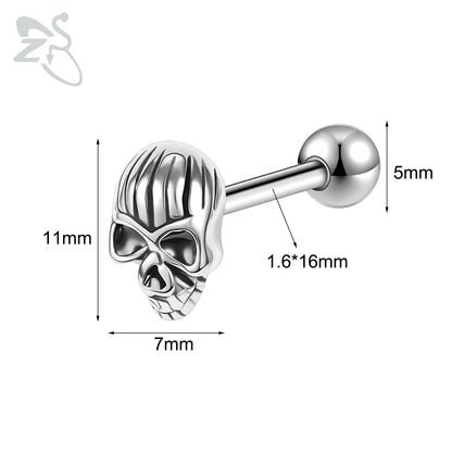 ZS 1 Piece 14G Stainless Steel Tongue Piercing Ring Colorful Butterfly Bone Tongues Stud Punk Skull Snake Body Piercings Jewelry Style 12