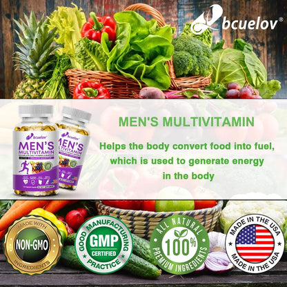 Men's Multivitamin - Supports Circulation, Muscle Growth & Immune System, Vitamin & Mineral Supplement, 120 Capsules