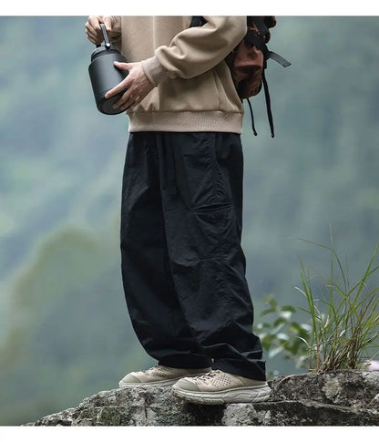 Autumn Cargo Pants Men 2024 100% Nylon Safari Style Solid Double Side Pockets Men Pants Outdoors Tourism Men Clothes