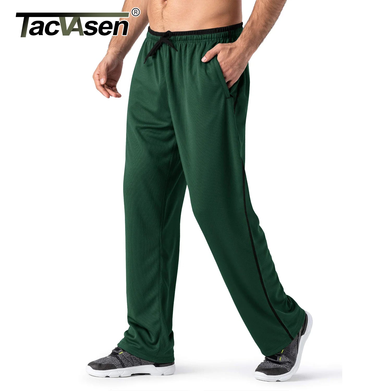 TACVASEN Breathable Mesh Sportswear Pants Men's Casual Trousers Elastic Waist Running Joggers Hiking Mountain Loose Fit Pants