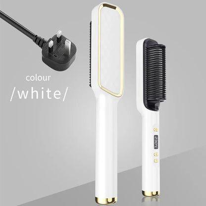 Electric Hot Comb Multifunctional Straight Hair Straightener Comb Negative Ion Anti-Scalding Styling Tool Straightening Brush White UK