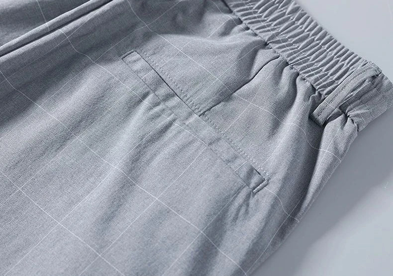 Male Suit Trousers Check Cooling Ice Silk Plaid Straight Up Clothes Offer Slacks Designer Men's Summer Pants Fabric 2024 Classic