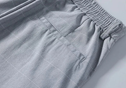 Male Suit Trousers Check Cooling Ice Silk Plaid Straight Up Clothes Offer Slacks Designer Men's Summer Pants Fabric 2024 Classic