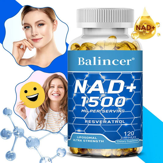 NAD+Supplements,with Resveratrol,Natural Energy Supplement,Support Cell Health,Anti-aging,Enhance Immunity-120 Capsules