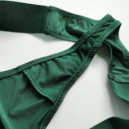 Europe and the United States sexy V-shaped metal thong sports hip lift low waist high fork T pants women thong lingerie cute