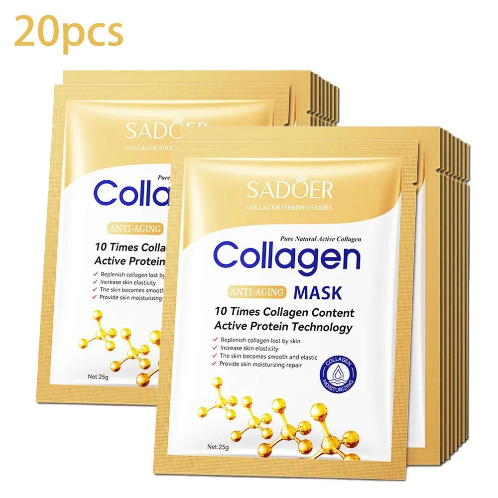 5/10/20/30pcs SADOER Collagen Face Mask Firming Moisturizing Repair Brightening skincare Face Sheet Mask Facial Masks Skin Care 20pcs