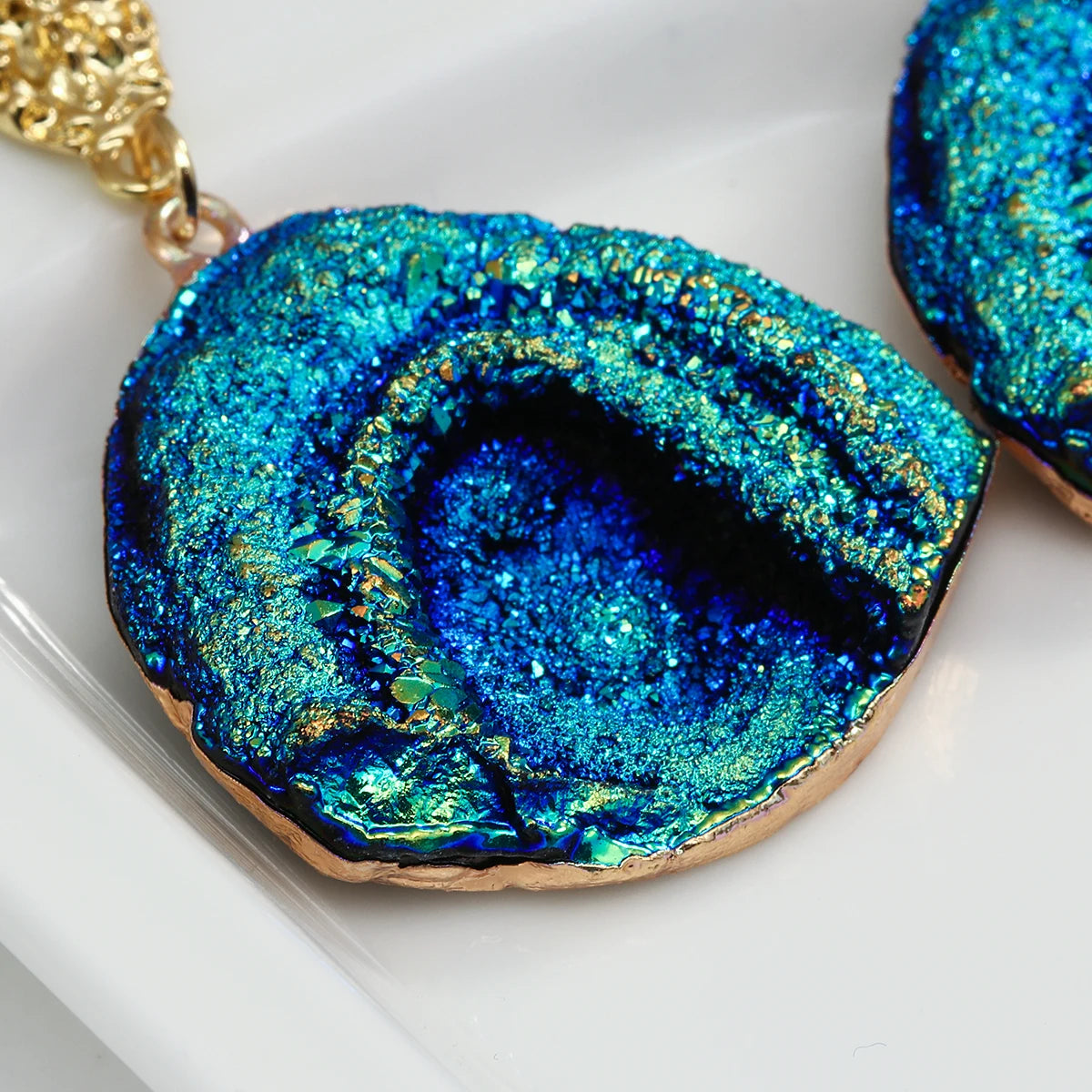 AENSOA Vintage Abstract Simulated Natural Stone Dangle Earrings for Women Van Gogh Painting Star Geometric Volcanic Rock Earring