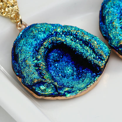 AENSOA Vintage Abstract Simulated Natural Stone Dangle Earrings for Women Van Gogh Painting Star Geometric Volcanic Rock Earring