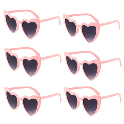 6pcs Bachelorette Party Sunglasses Wedding Bridal Shower Decoration Pink White Heart Glasses Bridesmaid Gifts Hen Party Supplies 6pcs pink-A