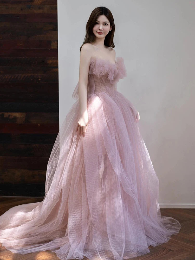 Princ Sle Wedding Dr Puffy Skirt Sweet Sle mid Waist Polyester Fiber Long Skirt No Sve Birthday Par aduation... Badiee Stylez