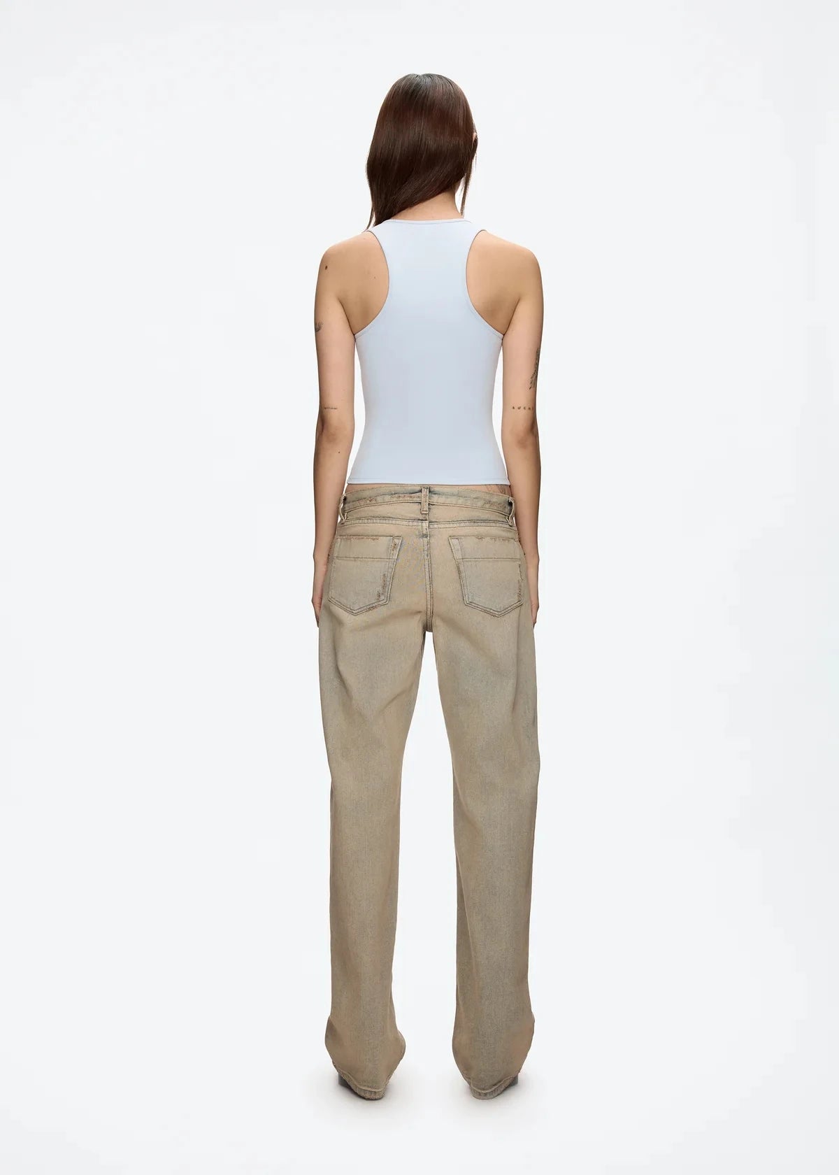 Tank Classic X-shaped Backless Baby Blue and Misty Gray Multi-color Comfortable Elastic Waist Tight Fit Backless Top