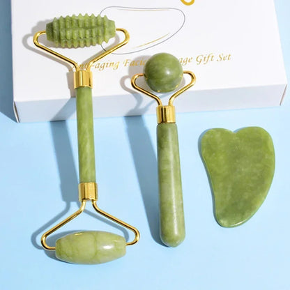Natural Jade Roller Face Gua Sha Natural Stone Body Neck Massager Acupoint Eye Care Spa Massage Tools Massage Visage Lifting Badiee Stylez