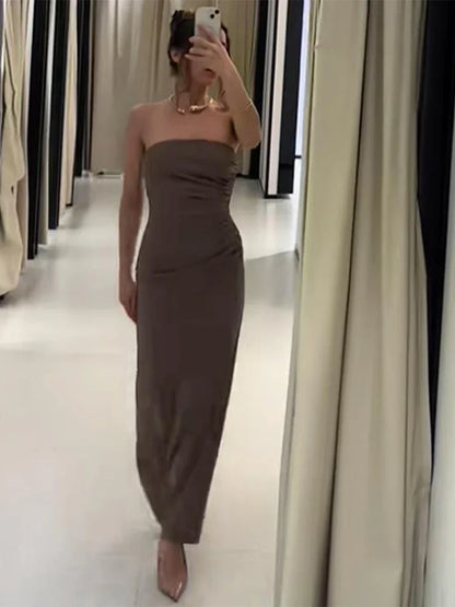 Women's V-neck Sleeveless Backless Slim Fit Metal Halter Jumpsuit Sexy Hollow out Long Robe Party Dress New Tank Top 2025 Summer