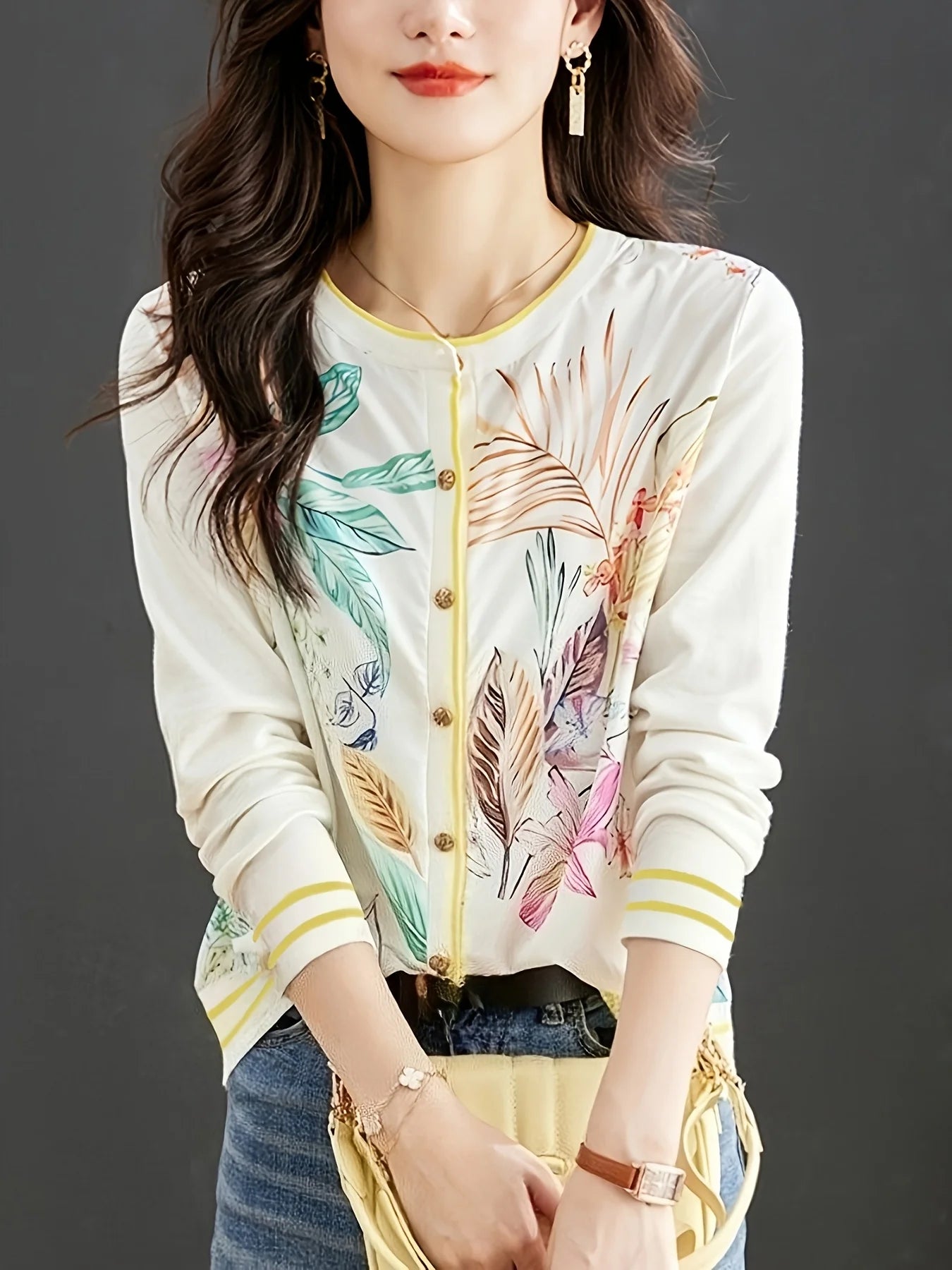 New Casual knitted cardigans Fashion patchwork shirts Basic T shirts elegant Tops