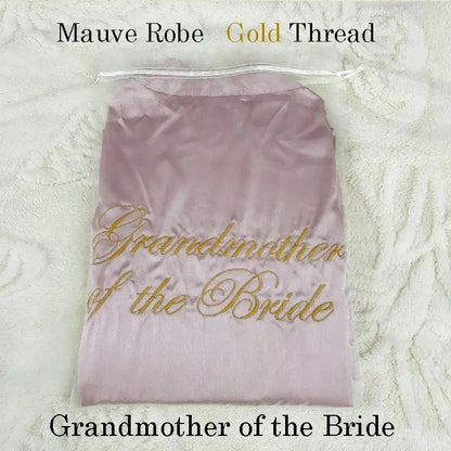Personalized Embroidered Robe Ruffle Bridesmaids Silk Robes Bride Wedding Day Embroider Kimono Customizable Elements Kimono Robe Grandmother