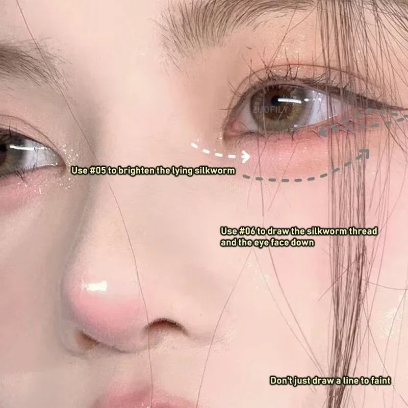 Glitter Pink Lying Silkworm Pen Color Natural Brightening Matte Eye Shadow Pencil Shimmer Glue Eyeliner Waterproof Korean Makeup