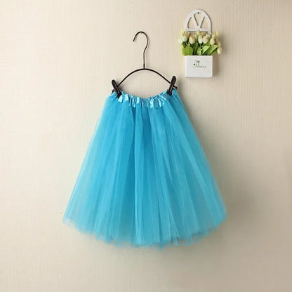 Women Summer Vintage Tulle Skirt Adult Fancy Ballet Dancewear Party Costume Ball Gown Mini Skirt lake blue One Size