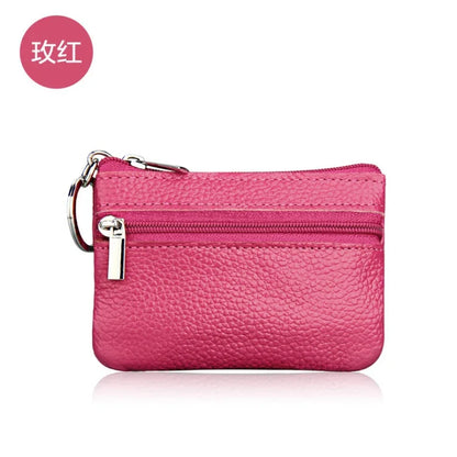 PU Leather Coin Purses Women Small Change Money Bags Pocket Wallets Key Holder Case Mini Functional Pouch Zipper Card Wallet Rose