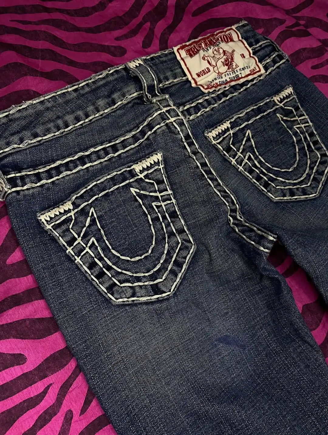 Buddha Statue Pocket Embroidery Low Waist Jeans Hip-hop Punk Street Fashion Washed Casual Jeans Women's Clothing 1