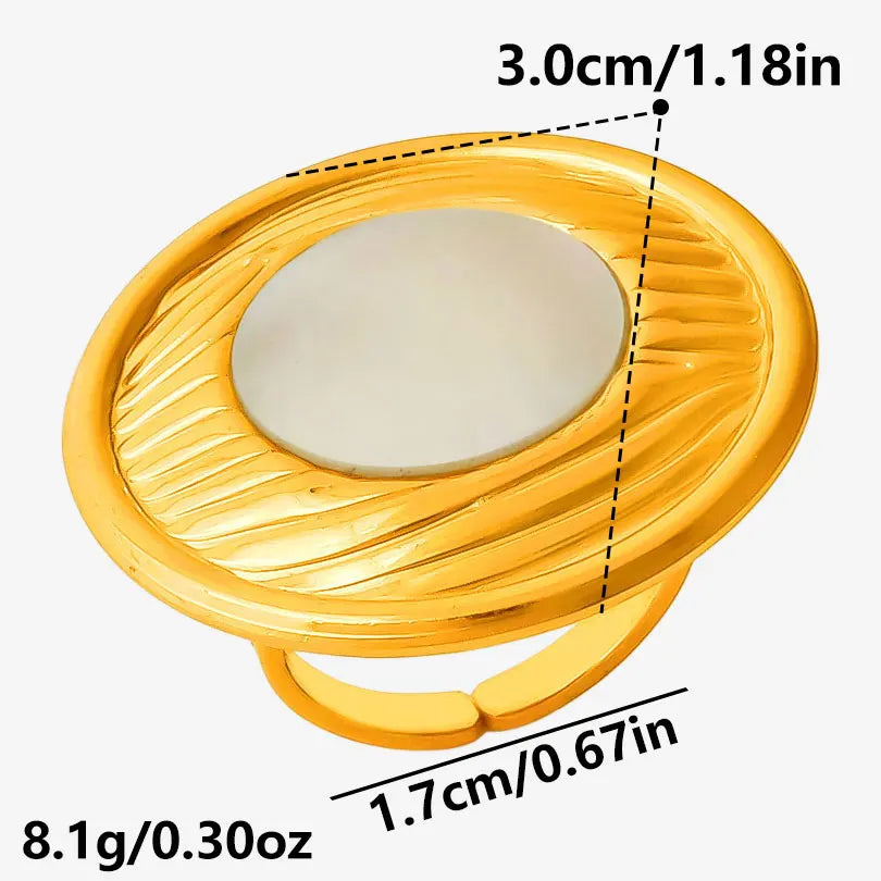 Sea Jewelry Shell Leaf Geometric Round Stainless Steel Rings For Women Men Accessories Open Adjustable Ring Beach Holiday Bagues