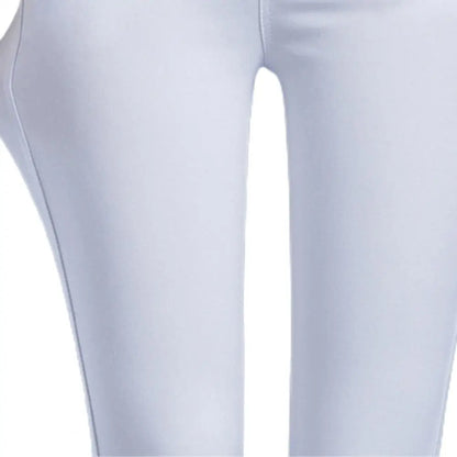 Office Lady Elastic High Waist Solid Color Trousers Summer Thin Female Clothing Casual Pockets Slim Nine Points Straight Pants