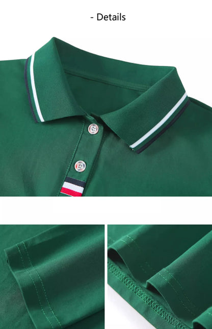 European Station Polo Neck Long sleeved T-shirt Women's Summer New High end Luxury Pure Cotton Loose Fashion Casual Large Top