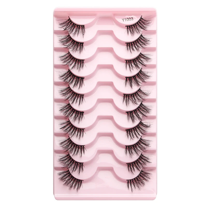SHIDISHANGPIN 5/10Pairs False Lashes Cat Eye Eyelashes Eyelash Extension 3D Mink Half Lashes Natural Makeup faux Cils maquiagem 10 Pairs Y1003