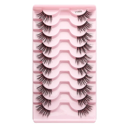 SHIDISHANGPIN 5/10Pairs False Lashes Cat Eye Eyelashes Eyelash Extension 3D Mink Half Lashes Natural Makeup faux Cils maquiagem 10 Pairs Y1003