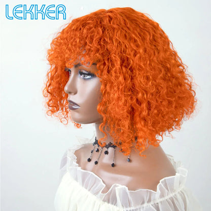 Lekker Colored Short Pixie Afro Kinky Curly Bob 100% Human Hair Wigs For Women Brazilian Remy Hair Ombre Brown Clearance Ginger Badiee Stylez
