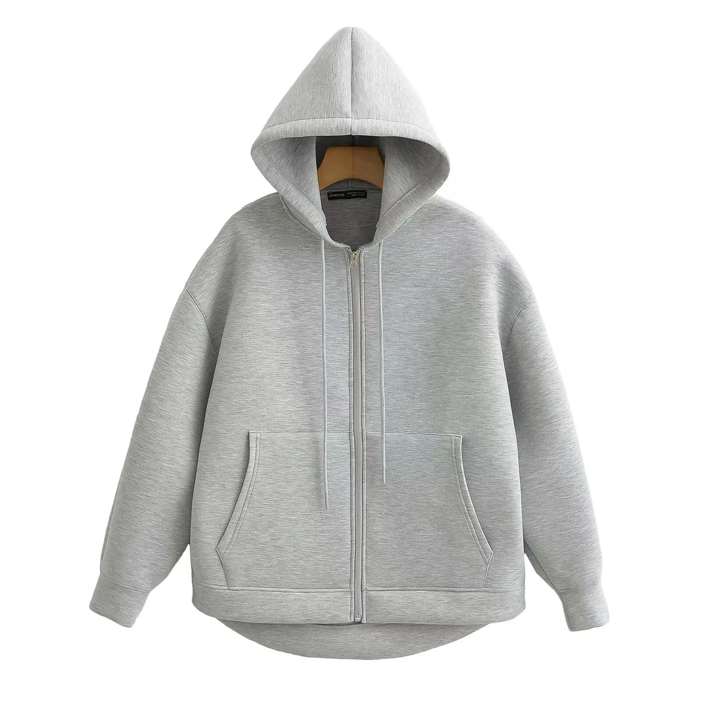 MUJER Zip up Hoodies Women Autumn Hooded Sweatshirt Woman Long Sleeve Oversized Women's Sweatshirts Zip Hoodie Women Jackets GRAY