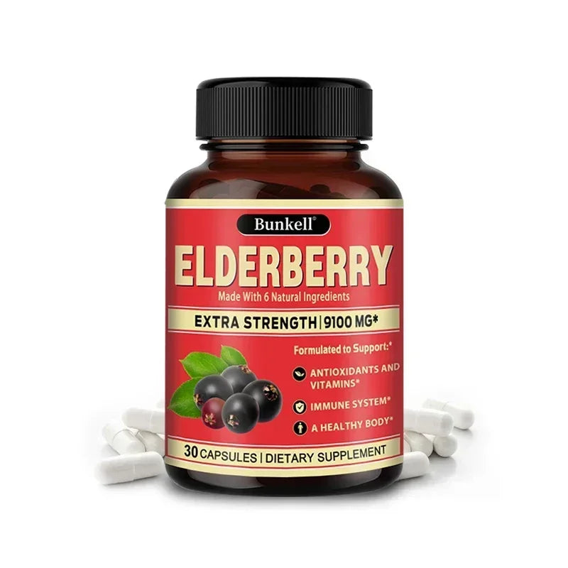 Elderberry Capsules - Rich in Vitamins - Supports Antioxidant, Immune System Health, Non-GMO,Dietary Supplement 30 count-1 bottle