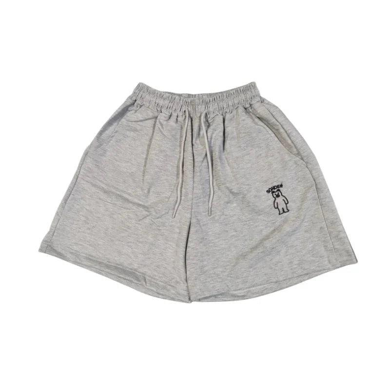 Loose Shorts Solid Pants For Women Streetwear Summer Clothes Cute Bear Printed Ropa De Mujer Elastic High Waist Casual Trousers