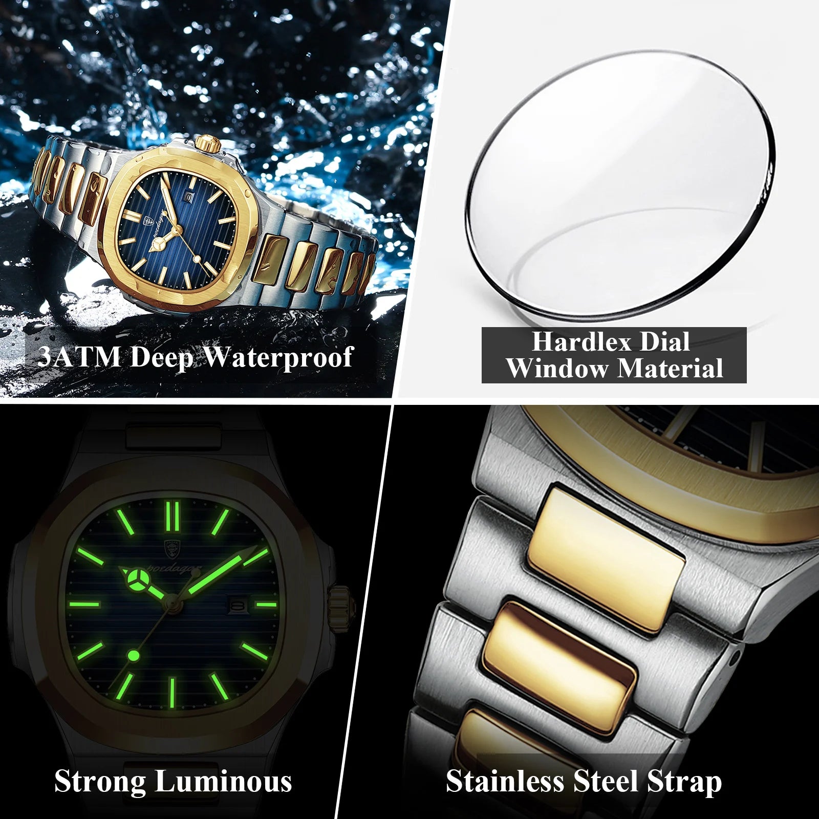 POEDAGAR Trendy Women's Watches Waterproof Luminous Date Ladies Wristwatch Stainless Steel Quartz Fashion Watch For Woman Reloj