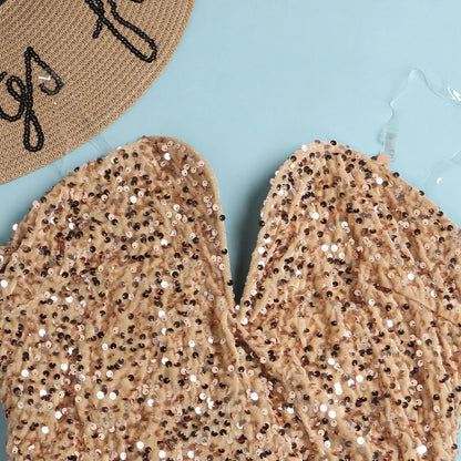 Women's Elegant Sequined Feather Slim Patchwork Bodysuits Spring Summer New Sexy Bodysuits Women Long Sleeve Backless Bodysuits