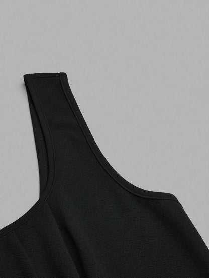 Plus Size Women's Red Heart Patchwork Round Neck Sleeveless Casual Dress for Valentine's Day and Summer