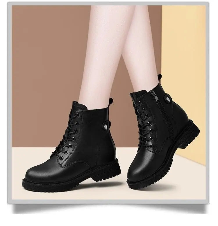 Women new winter black short boots Outdoor non slip walking shoes Casual thick soled Chelsea Boots Fashion comfort shoe Botas De