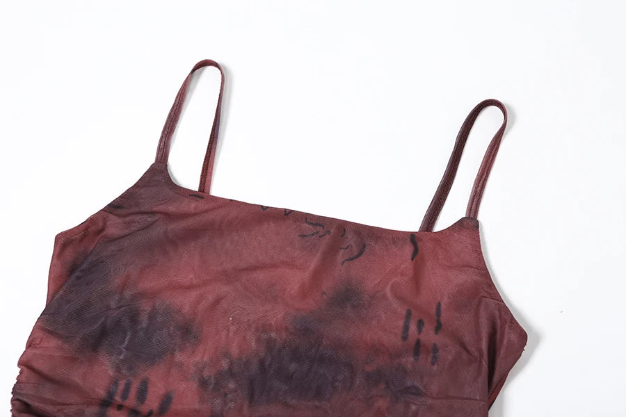 Nibber Sweet 2025 Summer Sisters Party Gradient Retro Ruffles Gentle Sexy Hot Cool Cool Women'S Thin Mini Tassel Sling Dress