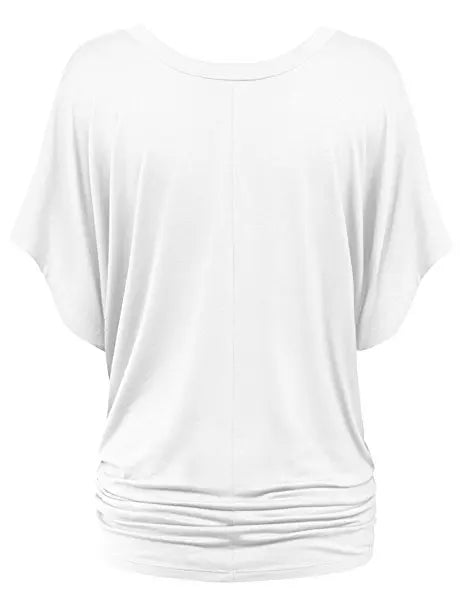 Women V Neck Short Sleeve Pleated Loose T-shirts Summer Lady Batwing Sleeve Oversized S-5XL Tee Shirt Tops OUYMFZ-A1375