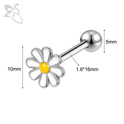 ZS 1 Piece 14G Stainless Steel Tongue Piercing Ring Colorful Butterfly Bone Tongues Stud Punk Skull Snake Body Piercings Jewelry Style 14-White