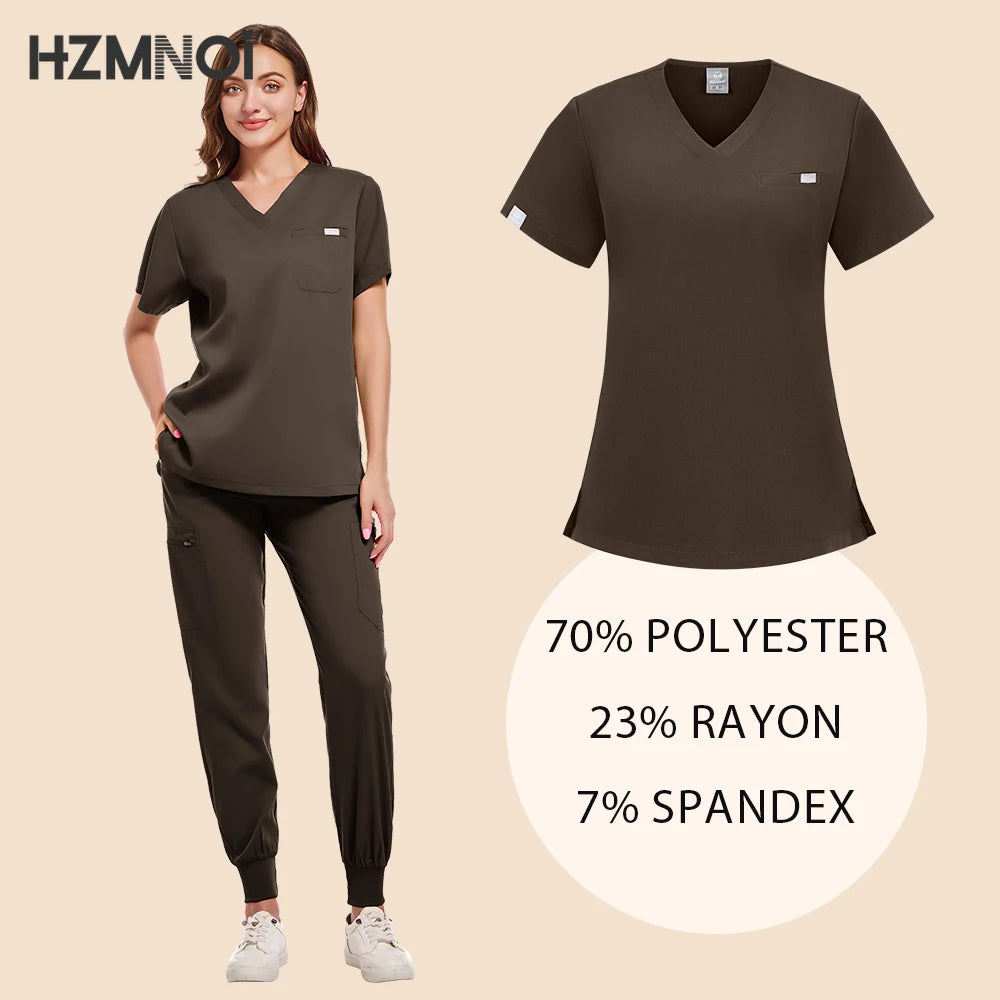 HZMNOI Thick Highquality Suit Unisex Pharmacy Nursing Hospital Doctor's Work Clothes Dental Clinic Beauty Salon Surgical Clothes Badiee Stylez