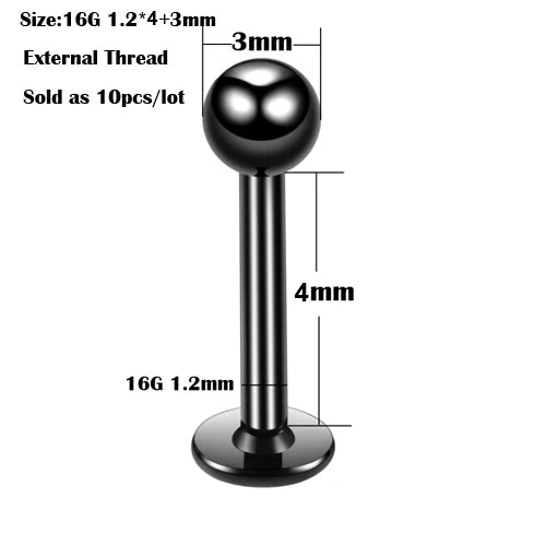 10Pcs/20Pcs/50Pcs G23 Titanium Labret Piercing Internal & External Design Lip Piercing Labret Stud Cartilage Helix Piercing Badiee Stylez