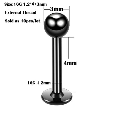 10Pcs/20Pcs/50Pcs G23 Titanium Labret Piercing Internal & External Design Lip Piercing Labret Stud Cartilage Helix Piercing Badiee Stylez