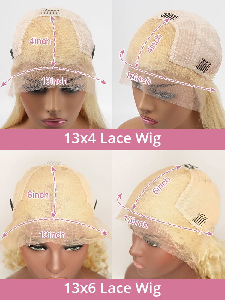 Deep Wave 13x6 HD Lace Frontal Human Hair Wig 30 40 Inch Curly 613 Honey Blonde Water Wave 13x4 Lace Front Wigs For Women 250% Badiee Stylez