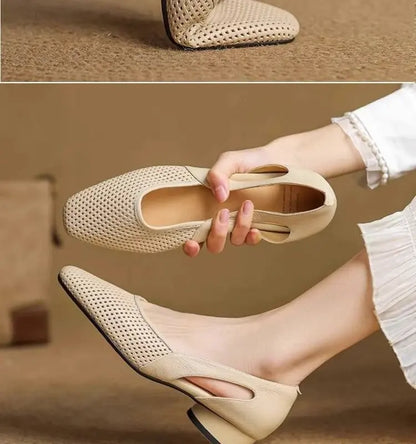 2025 Women's Breathable Knit Slip-On Flats Openwork Mesh Pointed Toe Shoes Lightweight Casual Slippers for Southeast Asia