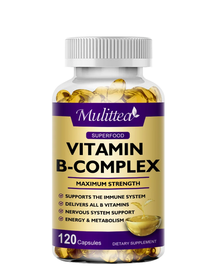 Mulittea 3X Complex Vitamin B Supplements (B12 B2 B6)for Relieve Stress Improve Immunity System Energy Support Complex Vitamin B