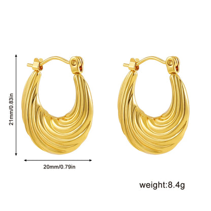 Fashion Glossy Stainless Steel Chunky Hoop Earrings for Women Gold Plated Thick Texture Geometric Circle Earring Vintage Jewelry